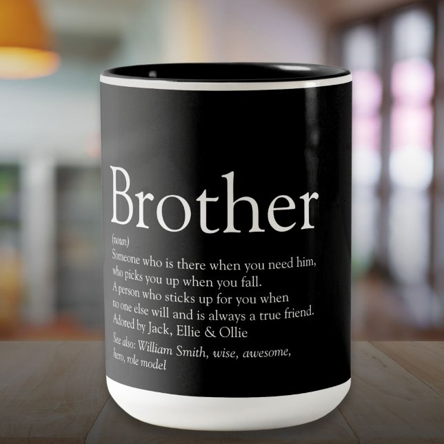 Brother Definition Moderner Spaß Zweifarbige Tasse (Brother Definition Modern Fun Two-Tone Coffee Mug)