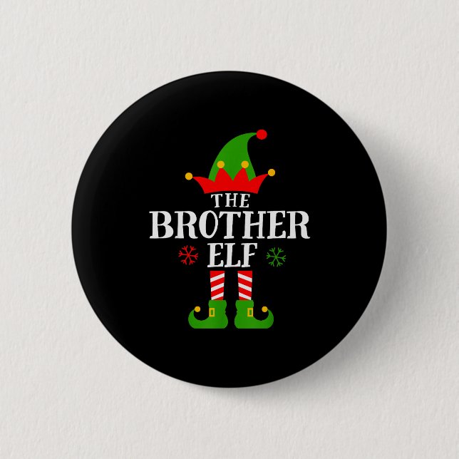 Brother Elf Funny Matching Family Group Christmas  Button (Vorderseite)