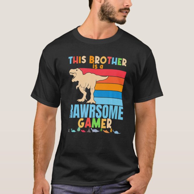 Brother Gamer Dinosaur Video Game Big Trex Bro T-Shirt (Vorderseite)