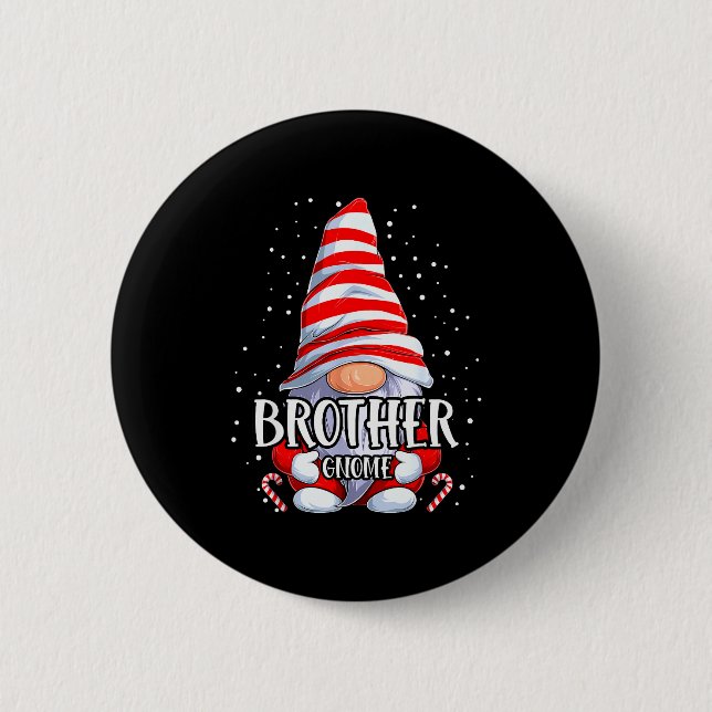 Brother Gnome Christmas Pajamas Matching Family Gr Button (Vorderseite)