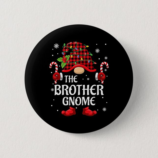 Brother Gnome Matching Christmas Pjs For Family  Button (Vorderseite)