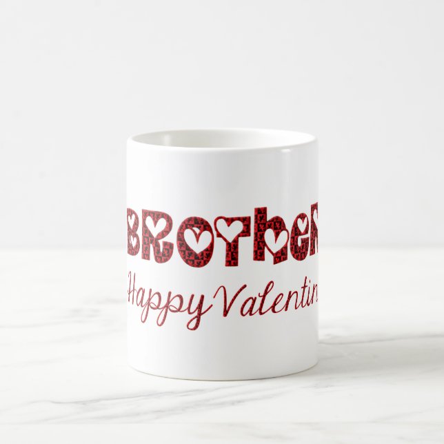 Brother Happy Valentine Niedlich Cupid Typografie Kaffeetasse (Mittel)