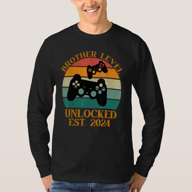 Brother Level Unlocked 2024 New Brother Gamer Vint T-Shirt (Vorderseite)