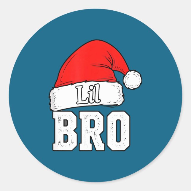 Brother Lil Bro Santa Hat Christmas Little Brother Runder Aufkleber (Vorderseite)