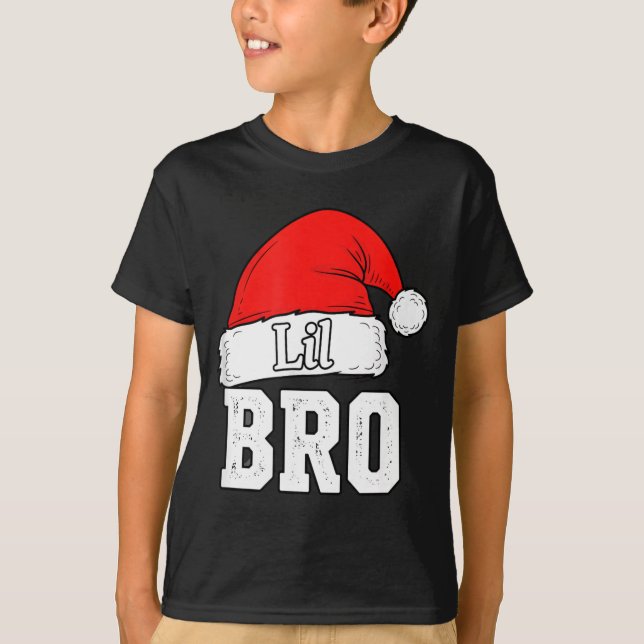 Brother Lil Bro Santa Hat Christmas Little Brother T-Shirt (Vorderseite)