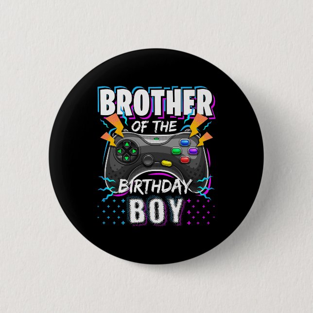 Brother Of The Birthday Boy Matching Video Game Bi Button (Vorderseite)