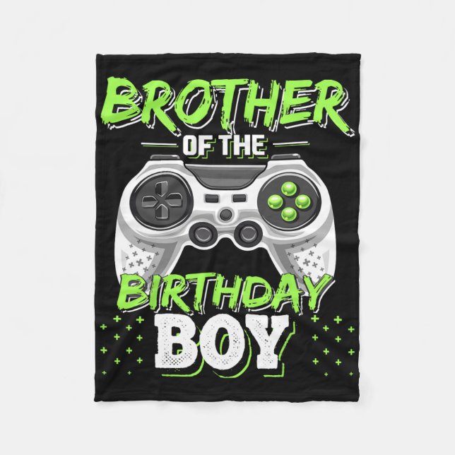 Brother Of The Birthday Boy Matching Video Game Bi Fleecedecke (Vorderseite)