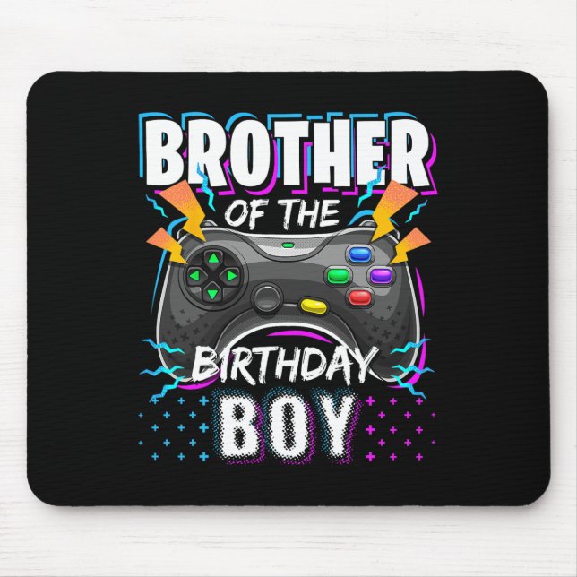 Brother Of The Birthday Boy Matching Video Game Bi Mousepad (Vorne)