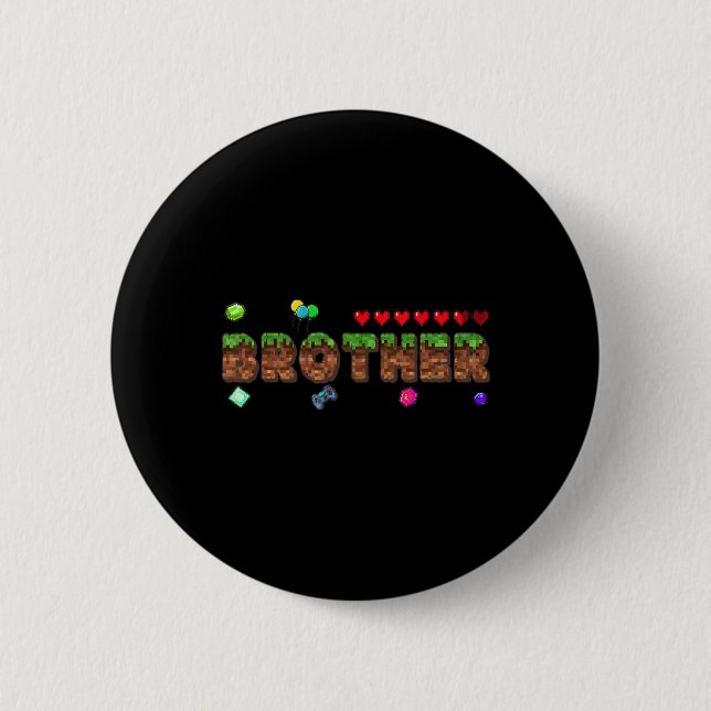 Brother Of The Birthday Boy Pixel Game Matching Fa Button (Vorderseite)