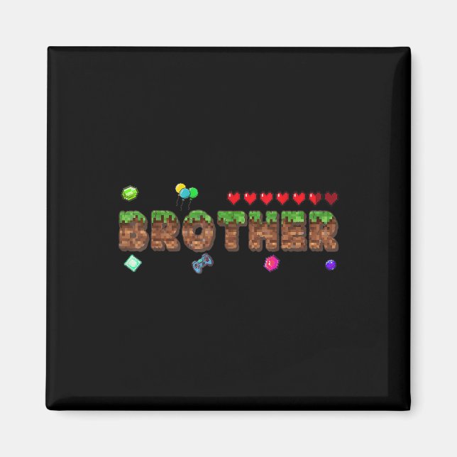 Brother Of The Birthday Boy Pixel Game Matching Fa Magnet (Vorne)