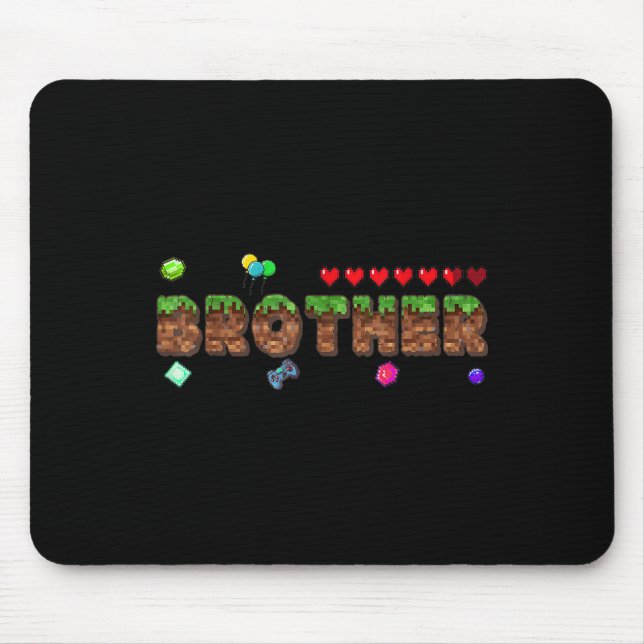 Brother Of The Birthday Boy Pixel Game Matching Fa Mousepad (Vorne)
