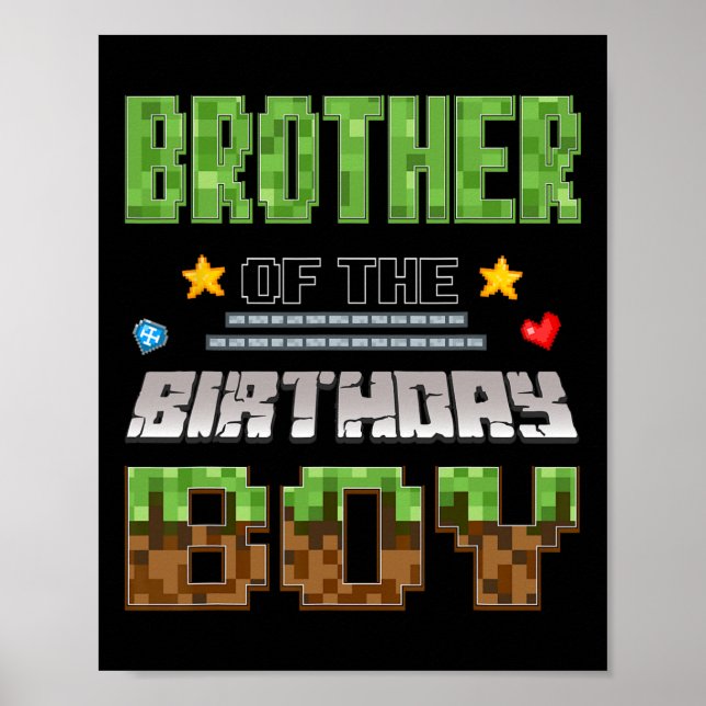 Brother Of The Birthday Boy Video Gamer Pixel Birt Poster (Vorne)