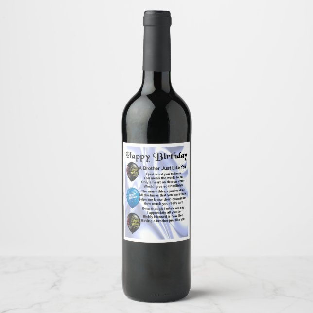 Brother Poem Wein Flasche Etikett Glückwunsch Gebu (Vorderseite)