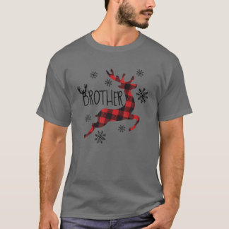 Brother Reindeer Xmas Red Plaid Family Matching Ch T-Shirt