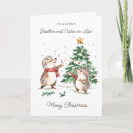 Brother & Sister in-Law Christmas Tree Hedgehog Karte