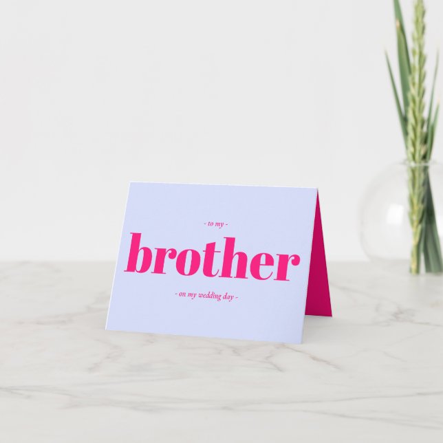 Brother Wedding Minimal Simple Lilac pink Karte (Vorderseite)