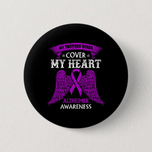Brother Wings Cover My Heart Alzheimerheimer Aware Button