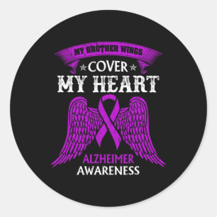 Brother Wings Cover My Heart Alzheimerheimer Aware Runder Aufkleber