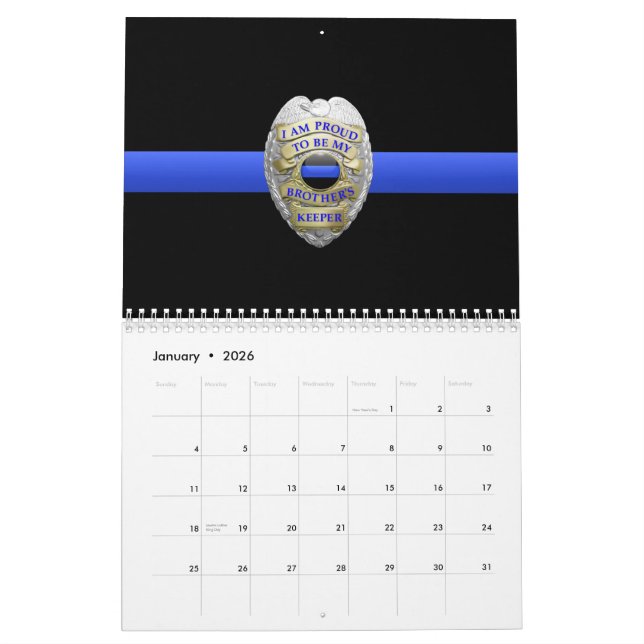 Brothers Keeper Badge Mince Ligne Bleue Calendrier (Jan 2026)