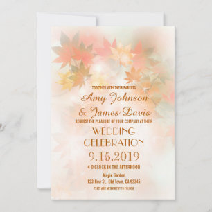Brouillard automne Feuilles de mariage Invitations