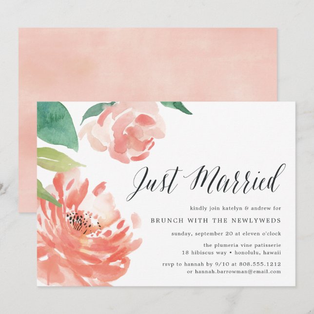 Brouillard Peony | Invitation de Mariage Brunch (Devant / Derrière)