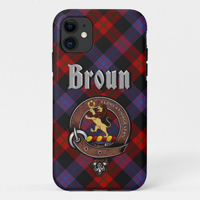 Broun Clan Abzeichen & Tartan Phone Case (Rückseite)