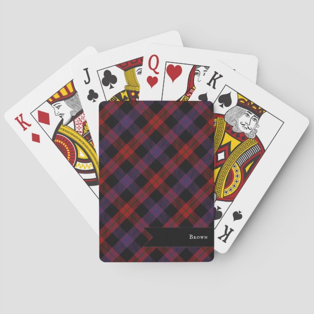 Broun oder Grady Clan Tartan Kariertes Muster Spielkarten (Rückseite)