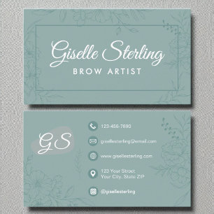 Brow Artist Aquamarin Floral Line Art Modernes Dre Visitenkarte