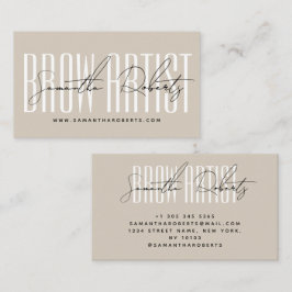 Brow artist modern typography script beige visitenkarte