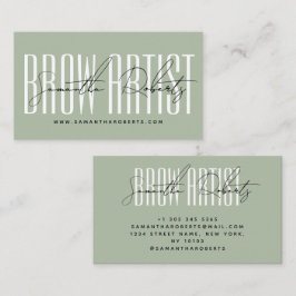 Brow artist modern typography script sage green visitenkarte