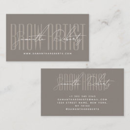 Brow artist modern typography script taupe visitenkarte