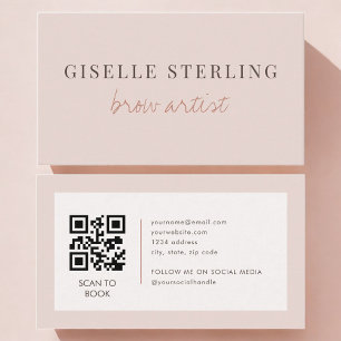 Brow Artist QR Code Blush Pink  Visitenkarte