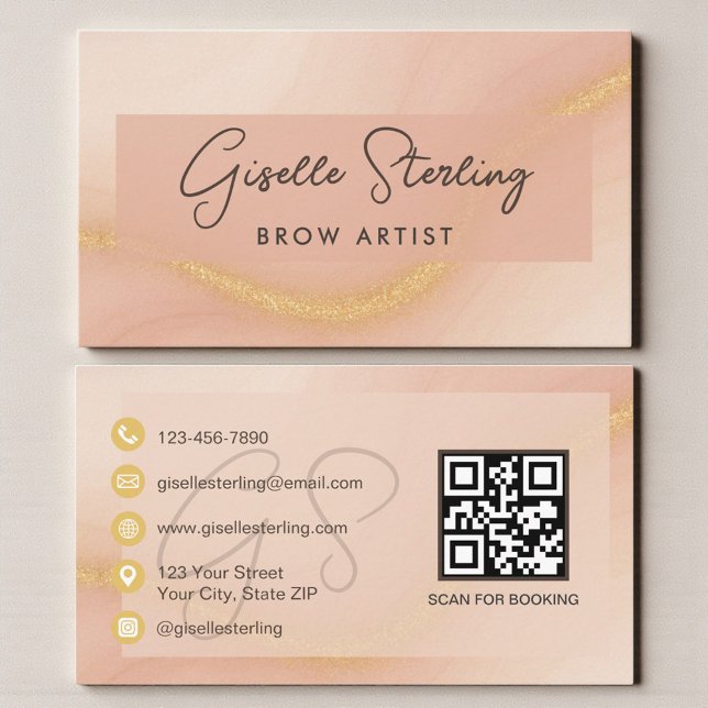 Brow Artist Watercolor QR Code Visitenkarte (Von Creator hochgeladen)