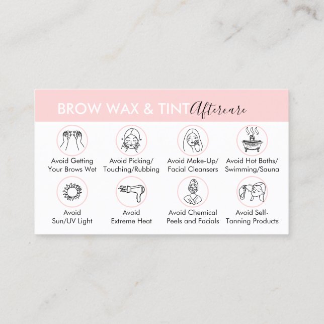 Brow Wax Tint Aftercare Instruktion Visitenkarte (Rückseite)