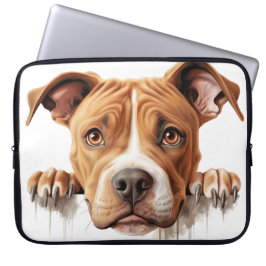 BROWER UND WEISSE PITBULL TERRIER HUND LAPTOPSCHUTZHÜLLE
