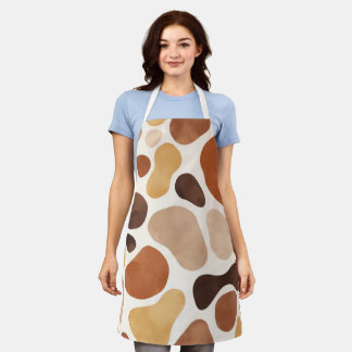 Brown Abstract Organic Shapes Print All-Over Print Schürze