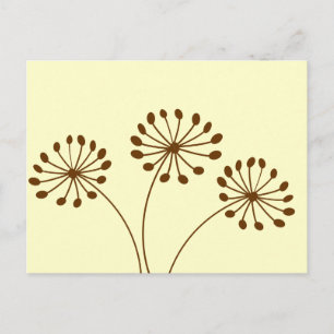 Brown Abstrakt Dandelion Floral Postkarte