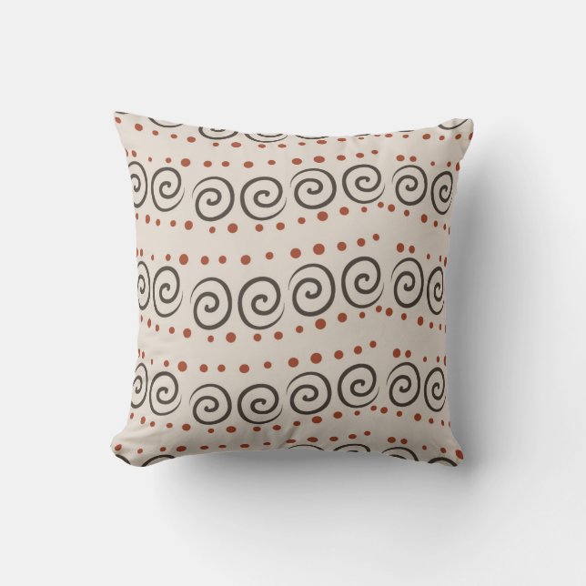 Brown Abstrakt Tribal Pattern Kissen (Vorderseite)