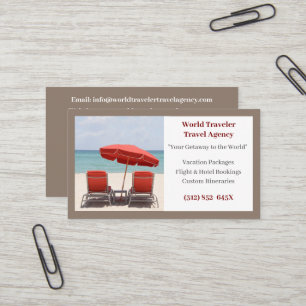 Brown Agent Travel Agency Red Beach Chairs Visitenkarte