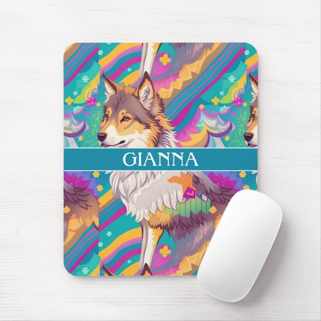 Brown Alaska Wolf Wasserfarbe Personalisiert Mousepad (Mit Mouse)