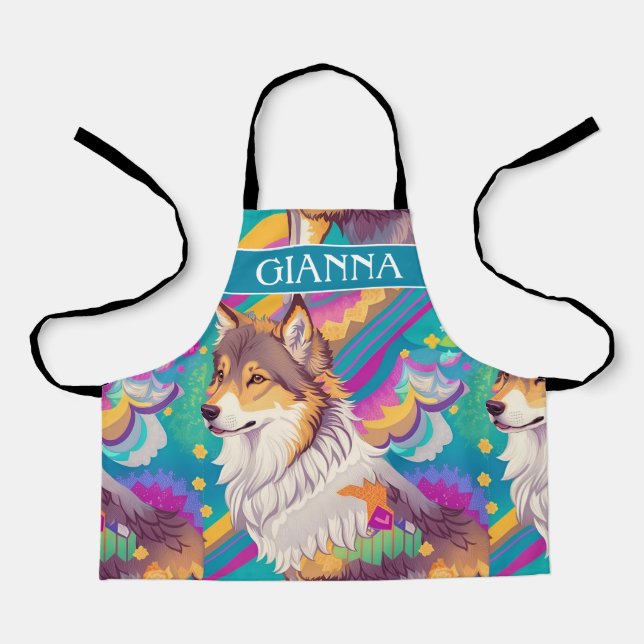 Brown Alaska Wolf Wasserfarbe Personalisiert Schürze (Vorderseite)