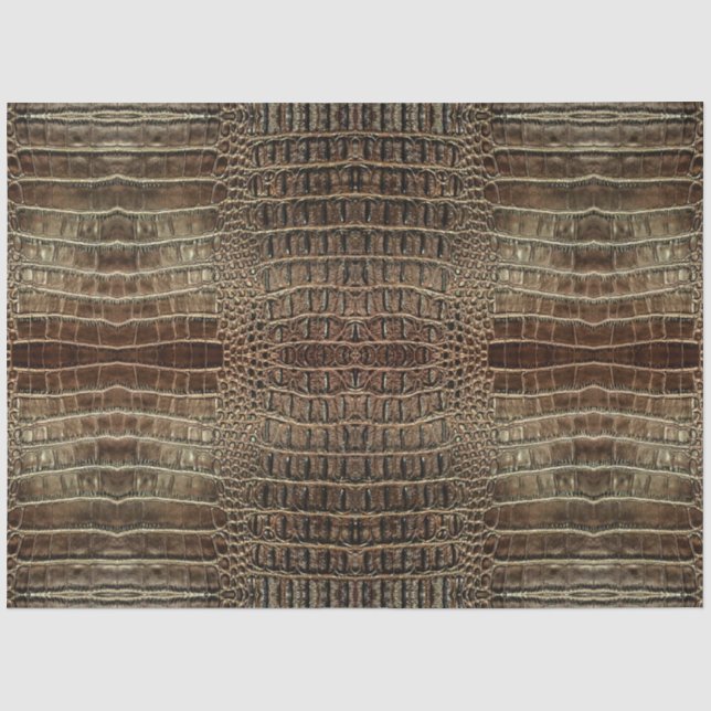 Brown Alligator Leather Anomal Print Seidenpapier (Vorderseite)