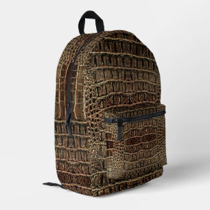 Brown Alligator Leather Bedruckter Rucksack