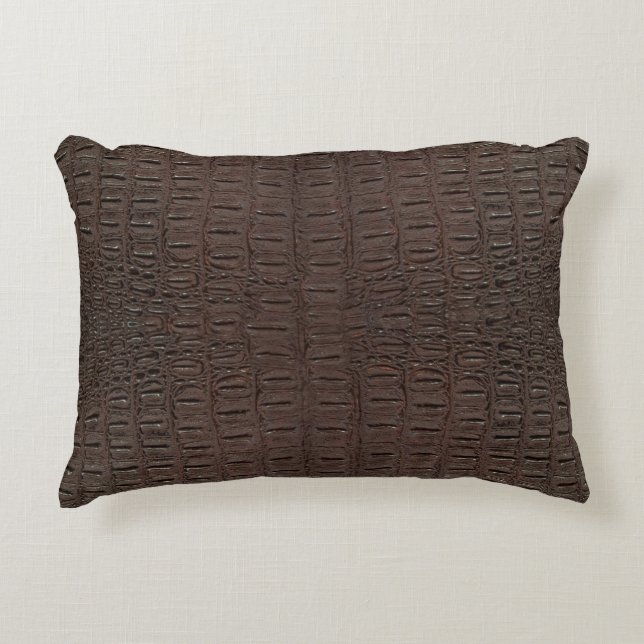 Brown Alligator Skin Print Dekokissen (Vorderseite)