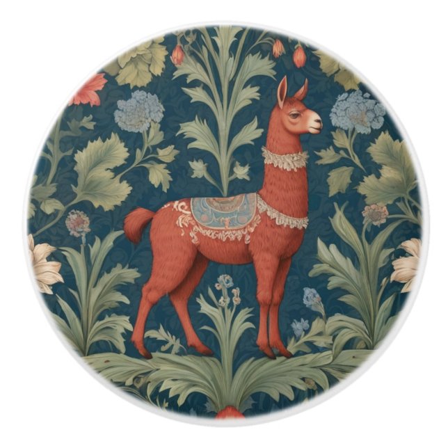 Brown Alpaca William Morris Stil Keramikknauf (Vorderseite)