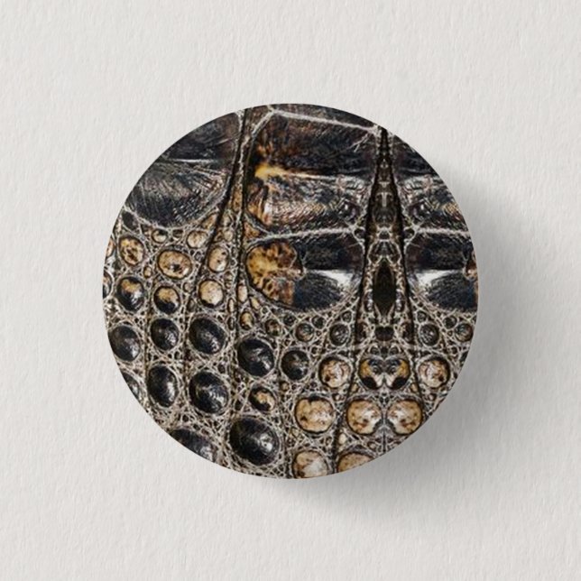 Brown American Alligator Skin Leather Print Button (Vorderseite)