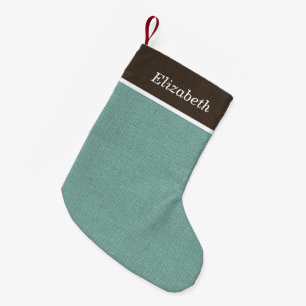 Brown and Aqua Rustic Holiday Monogram Kleiner Weihnachtsstrumpf