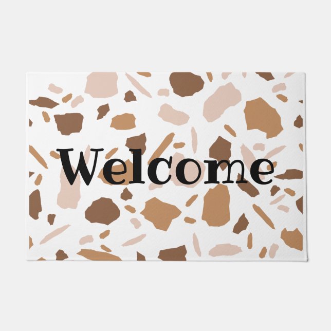 Brown and Beige Tan Terrazzo Fußmatte (Vorderseite)