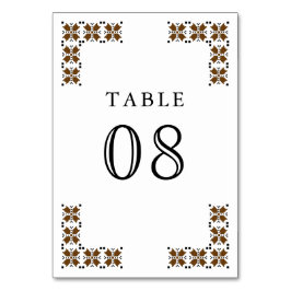 Brown and Black Ukrainian Embroidery Wedding Tischnummer