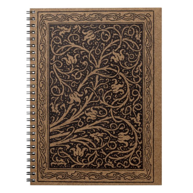 Brown and Black Vintage Floral Swirls Notizblock (Vorderseite)